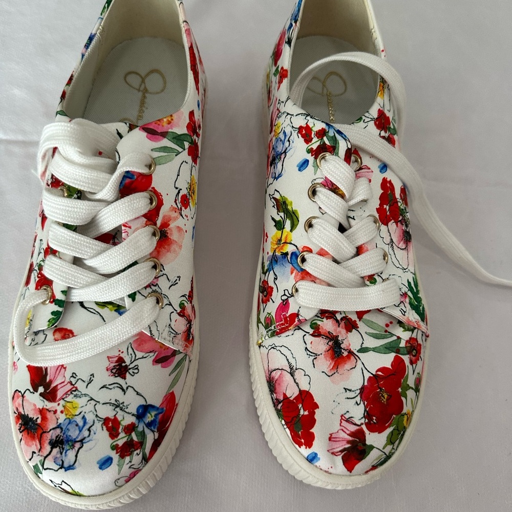 Jessica Simpson Floral White Sneakers